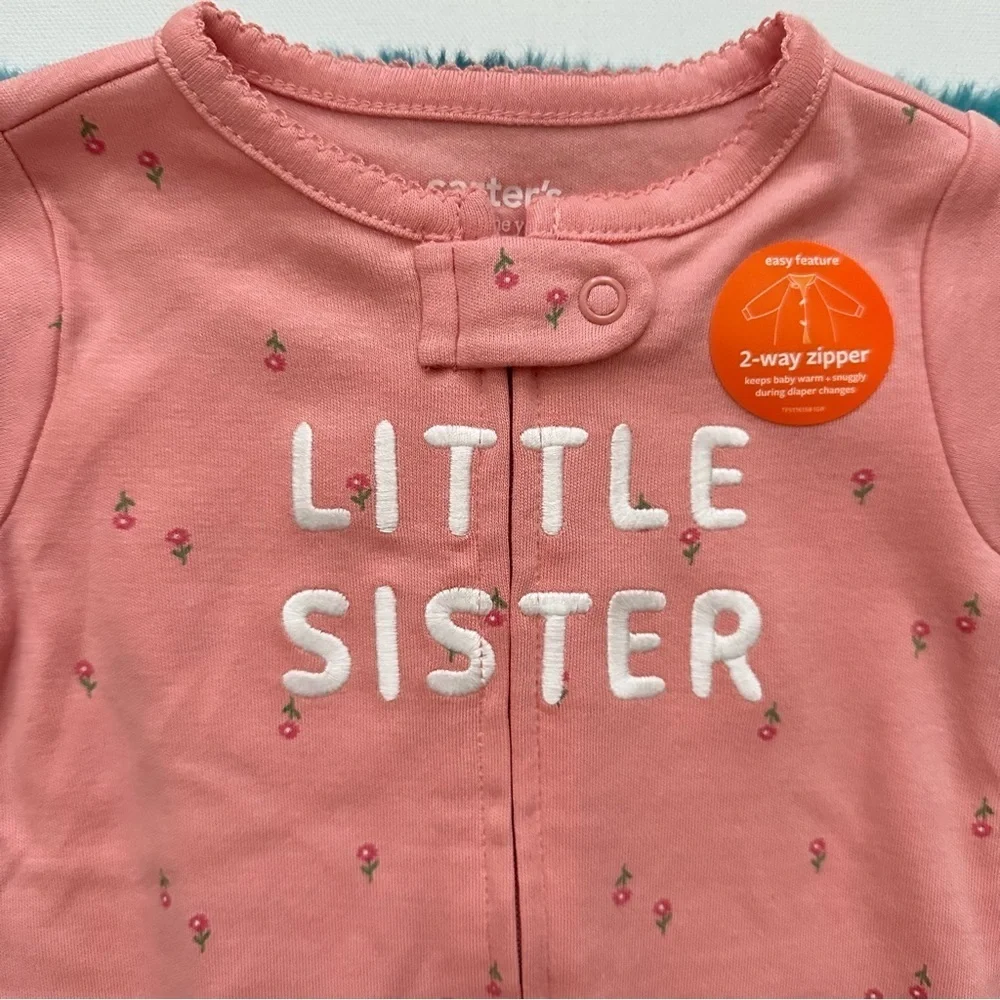 Carter's Pink 'Little Sister' Floral Footie